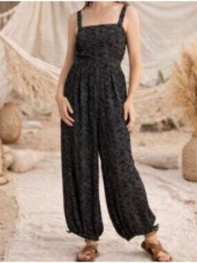 Universal Thread black floral jumpsuit